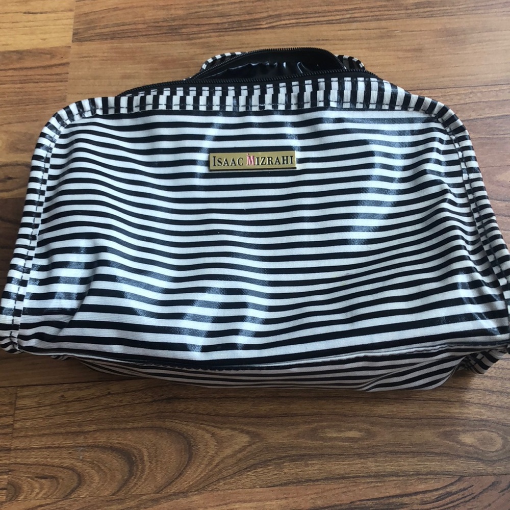 issac mizrahi striped cosmetic bag